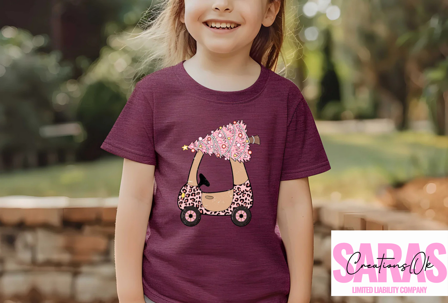 Pink Leopard Print Christmas Car Shirt