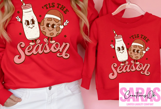 Tis The Season For Milk and Cookies Kid Shirt