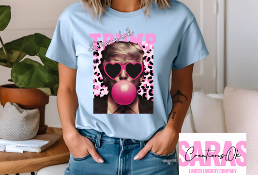 DONALD TRUMP PINK BUBBLE W/CHEETAH BACKGROUND  Shirt