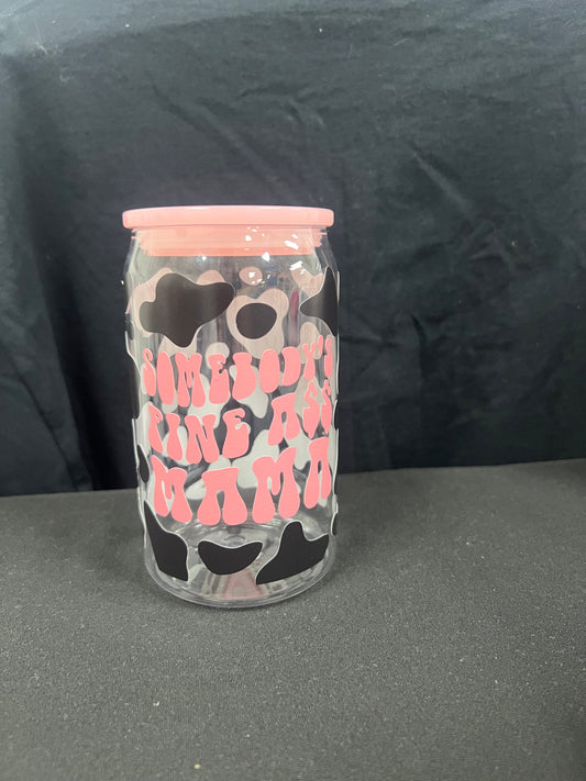 Somebodys Fine Ass Mama Plastic Cup w/ Pink Lid RTS