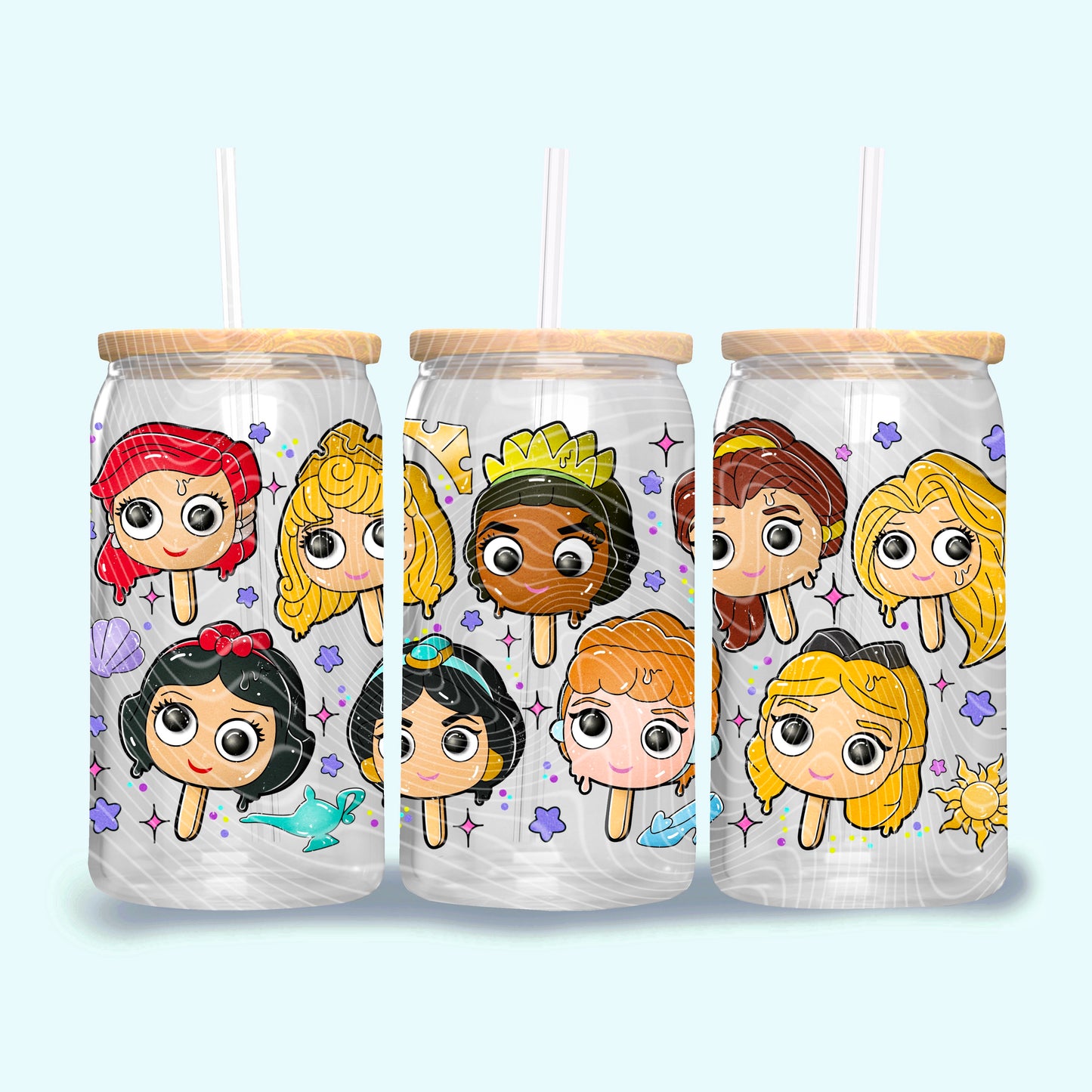 Princess Popsicle Glass Can Cup