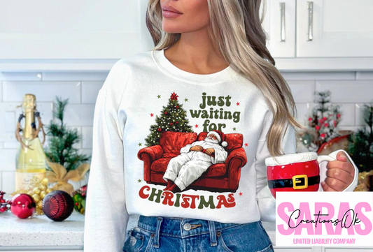 Santa Just Waiting For Christmas Shirt