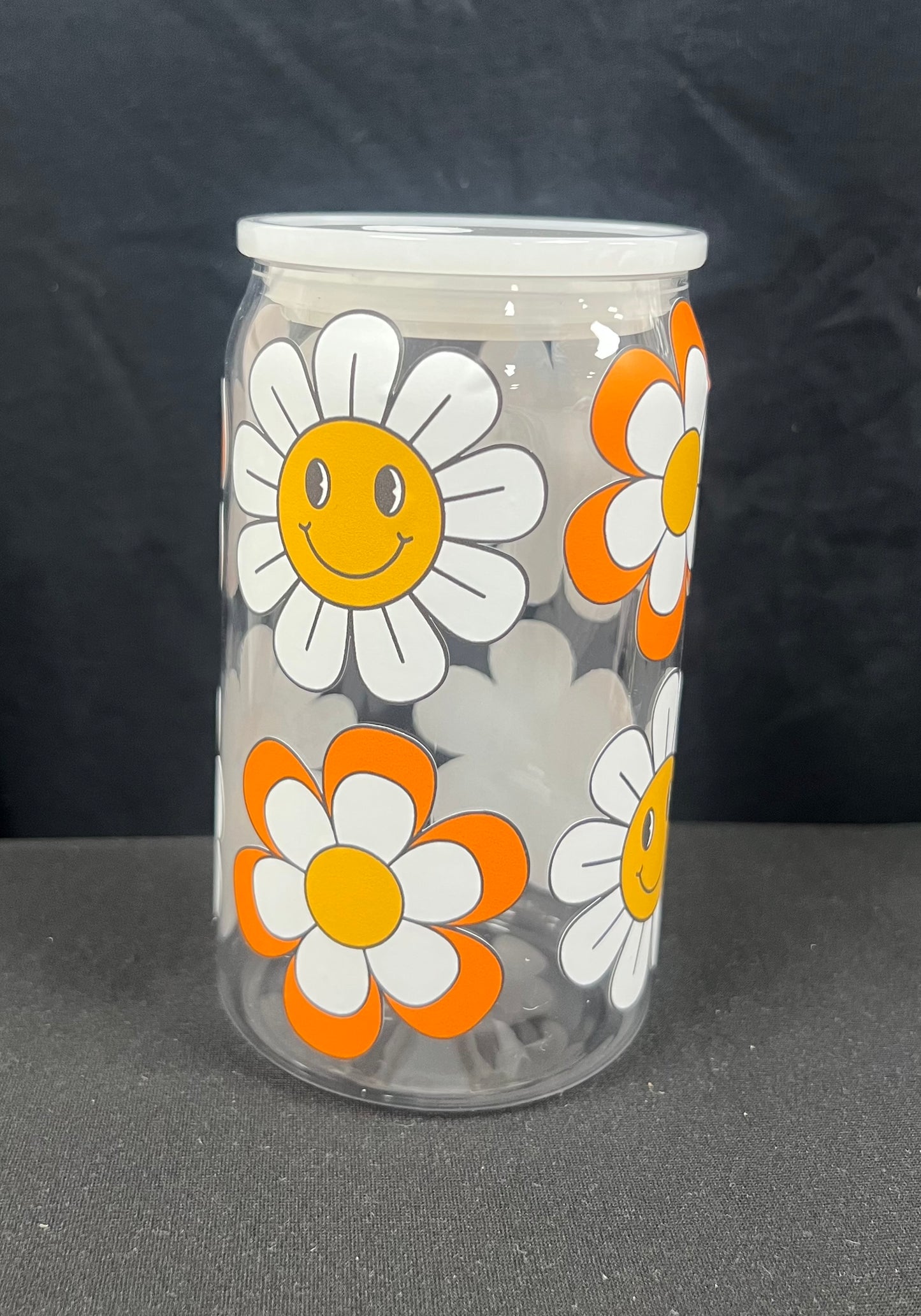 Floral Plastic Cup w/ White Lid RTS