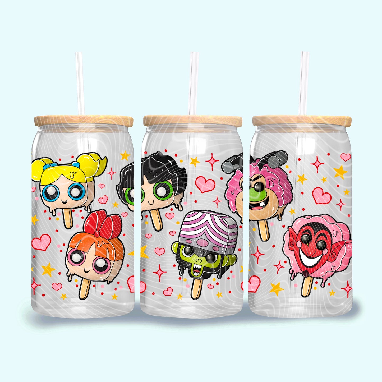 PowerPuff Girls Popsicle Glass Can Cup