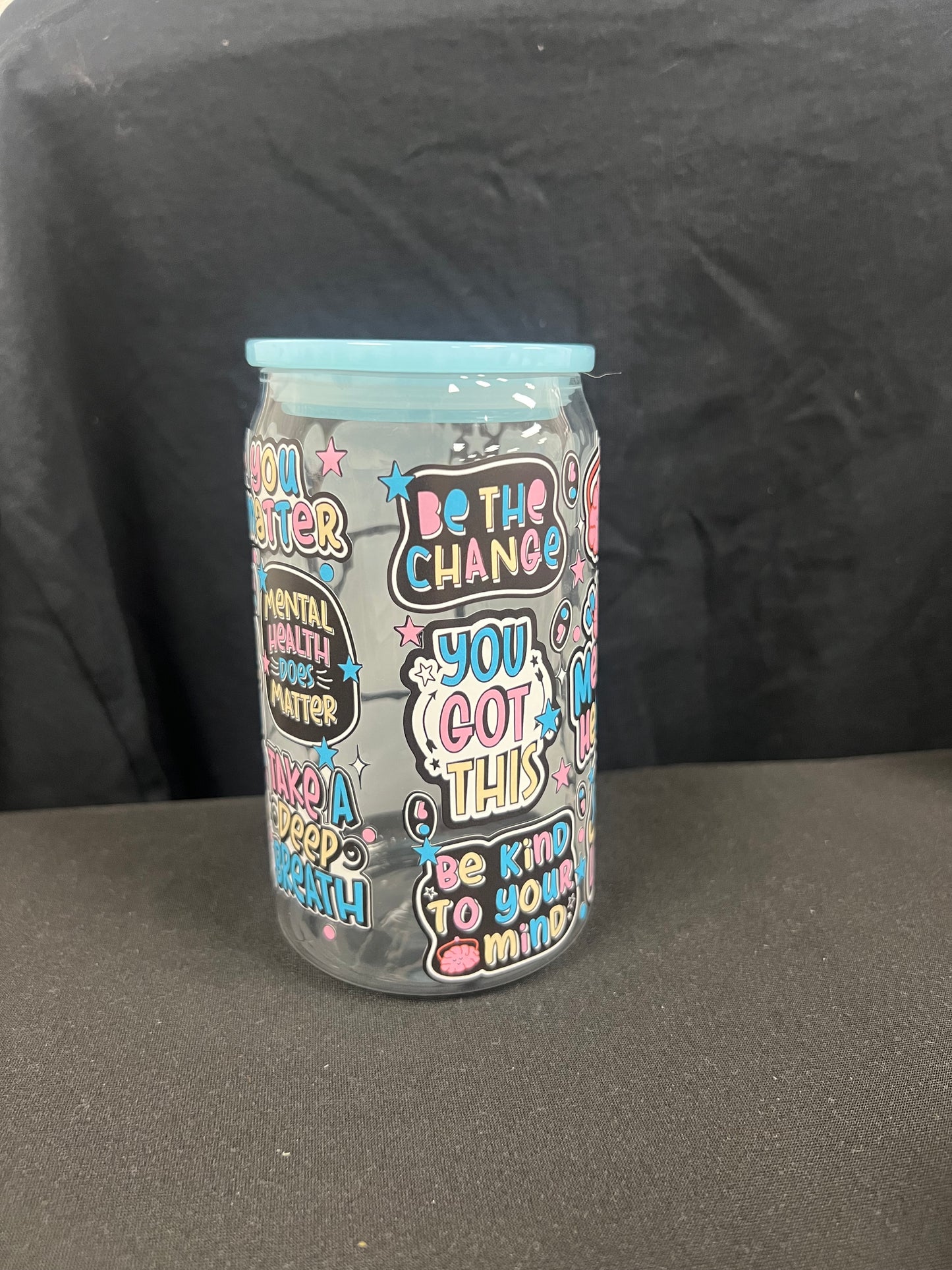 Mental Health Plastic Cup w/ Blue Lid RTS