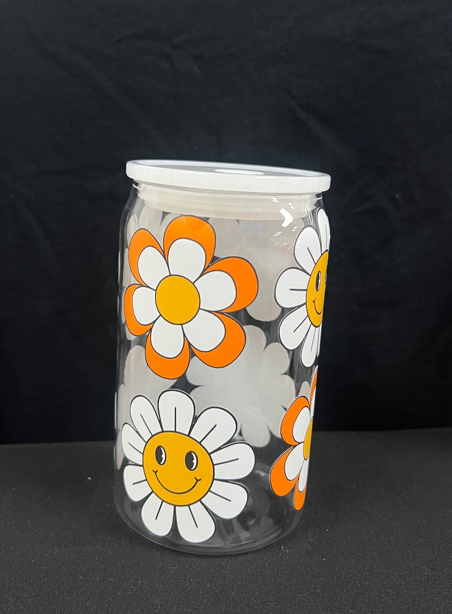 Floral Plastic Cup w/ White Lid RTS