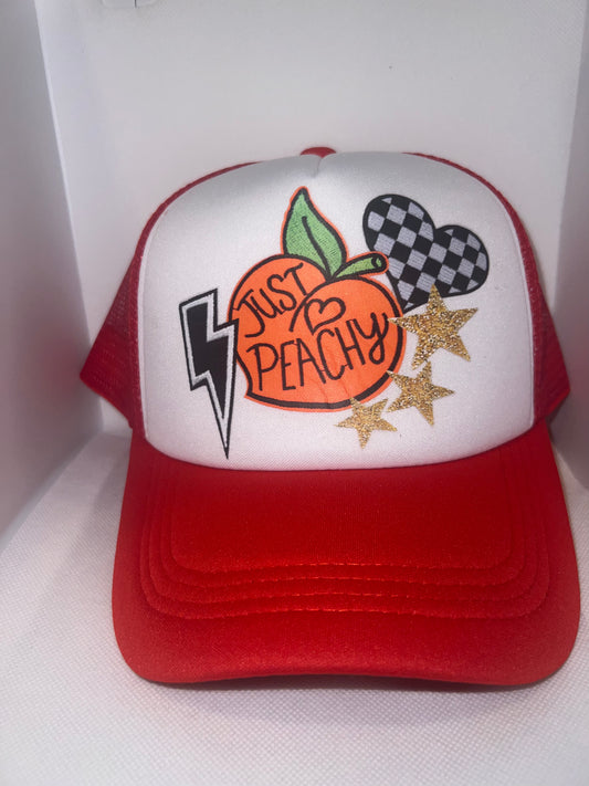 Just Peachy Red Trucker Hat