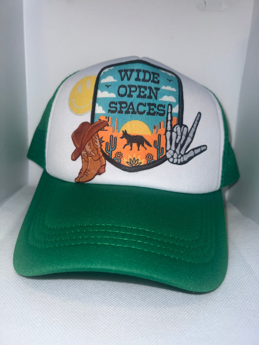 Wide Open Spaces Green Trucker Hat