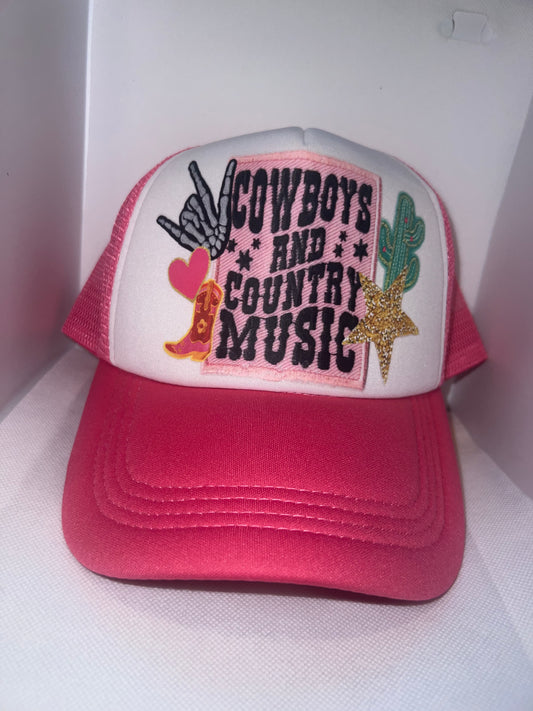 Cowboys and Country Music Pink Trucker Hat