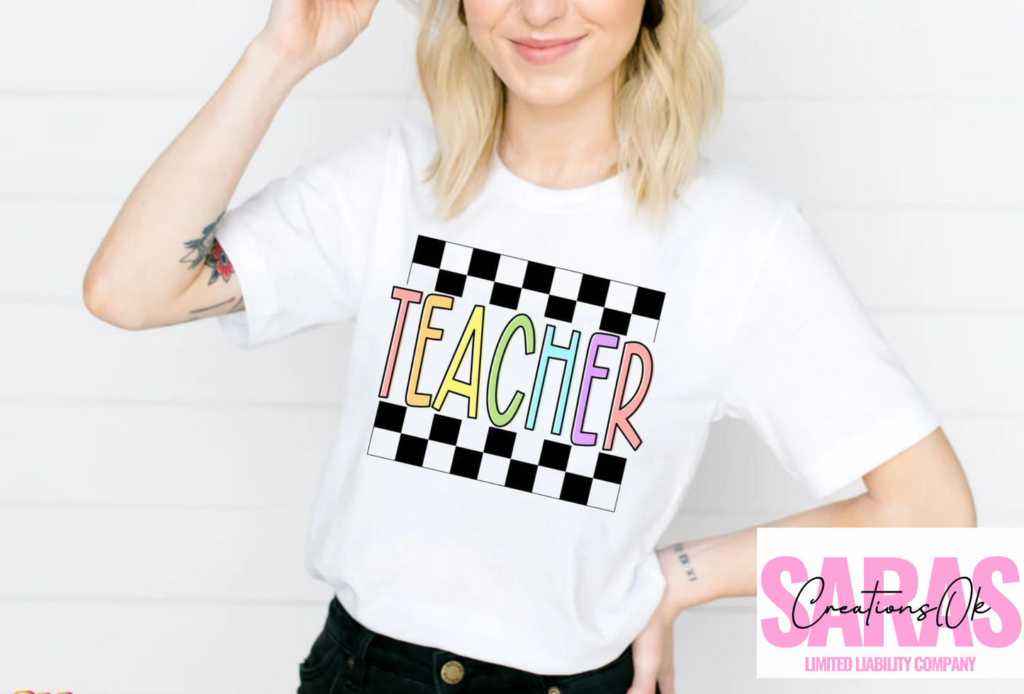 Colorful Checkered Teacher Tshirt