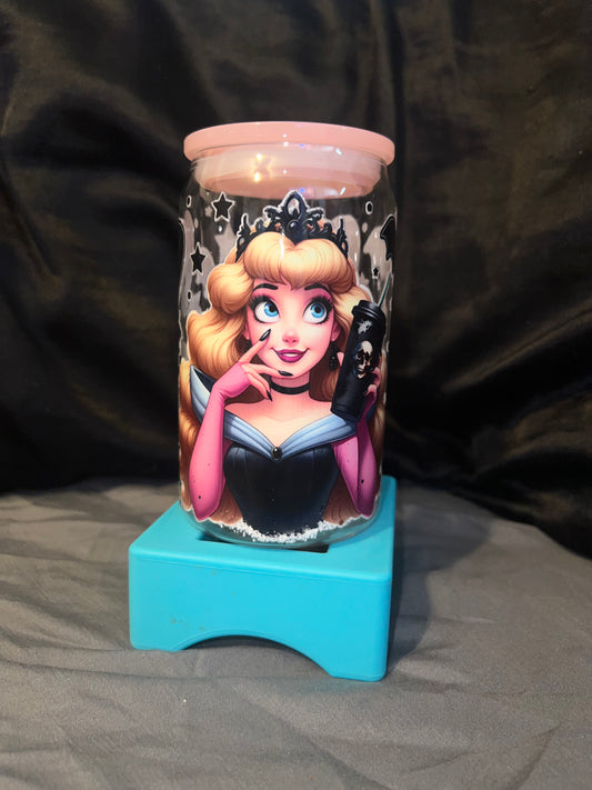 SleepingBeauty Black Plastic Cup w/ Pink Lid RTS