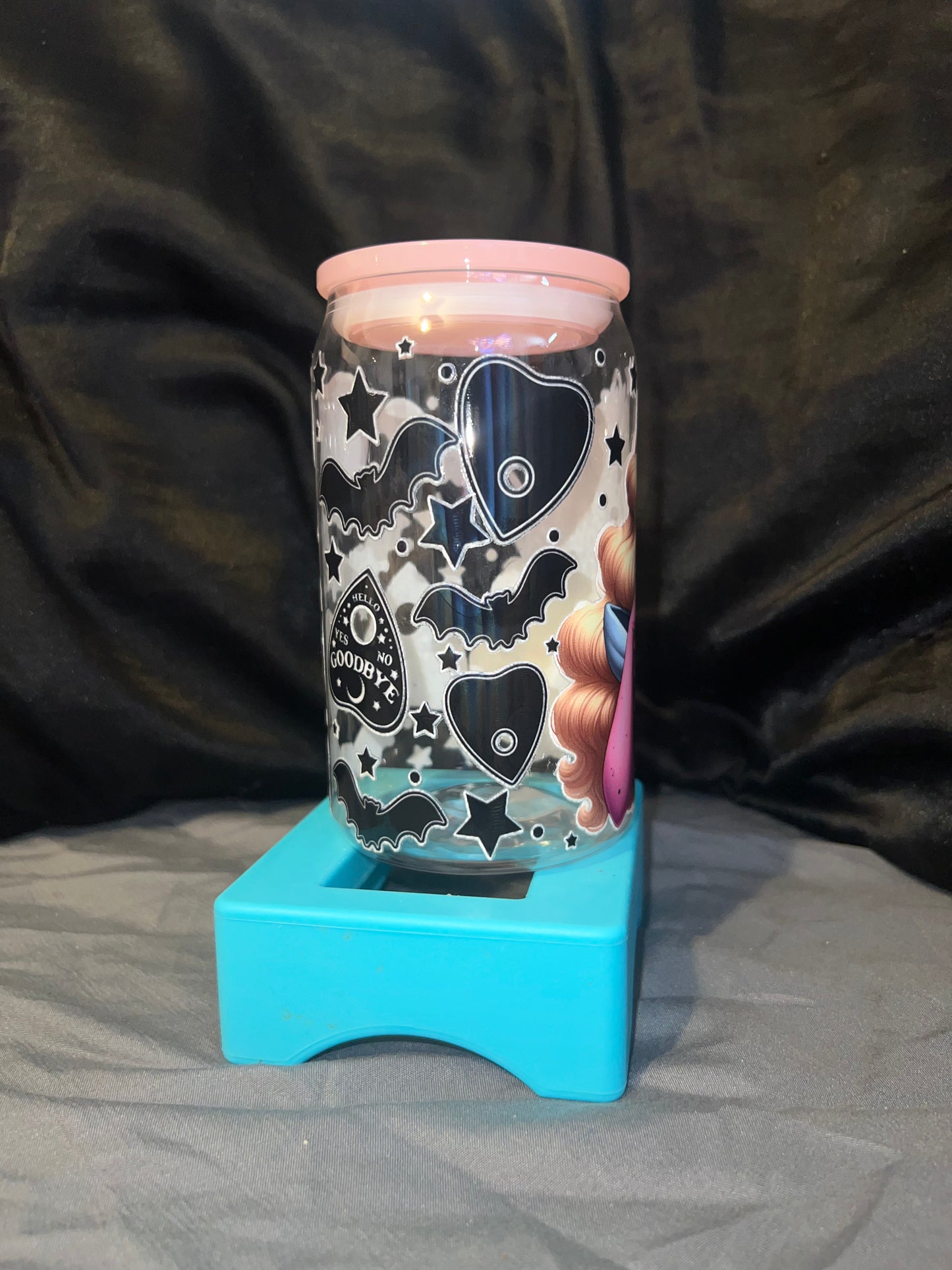 SleepingBeauty Black Plastic Cup w/ Pink Lid RTS