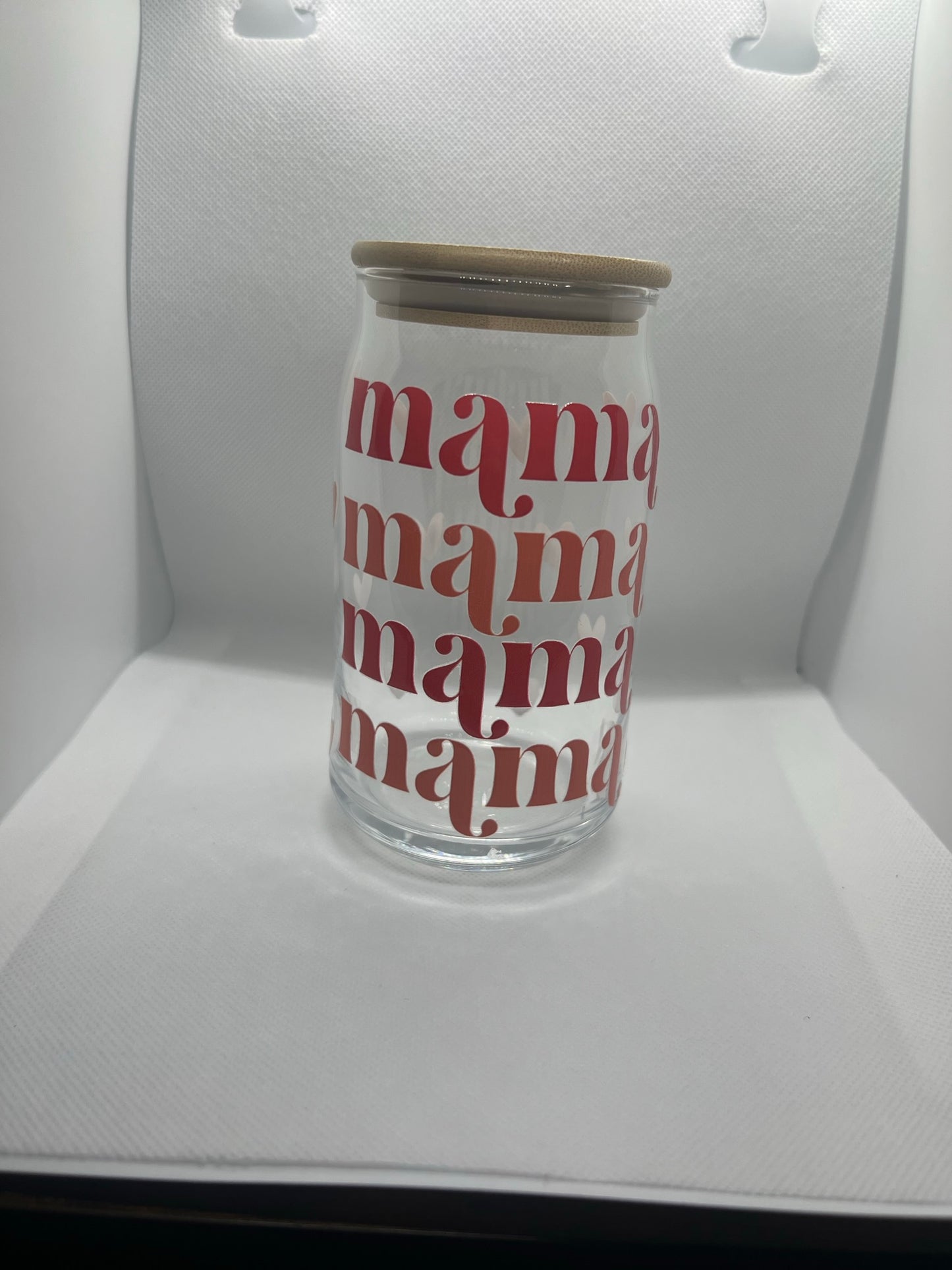 Red and Pink Mama 16oz Glass Can Cup