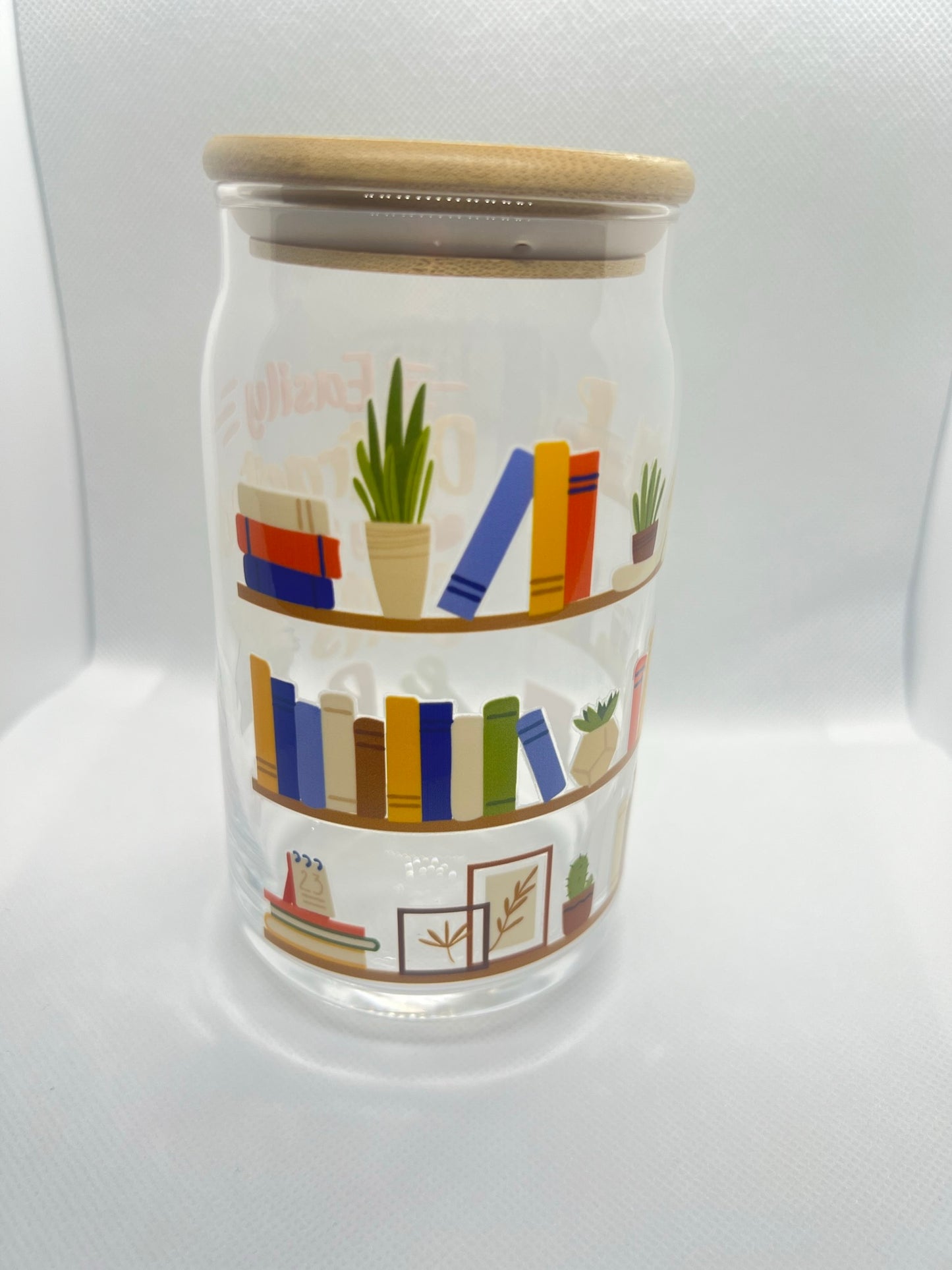 Easily Distracted By Cats & Books 16oz Glass Can Cup