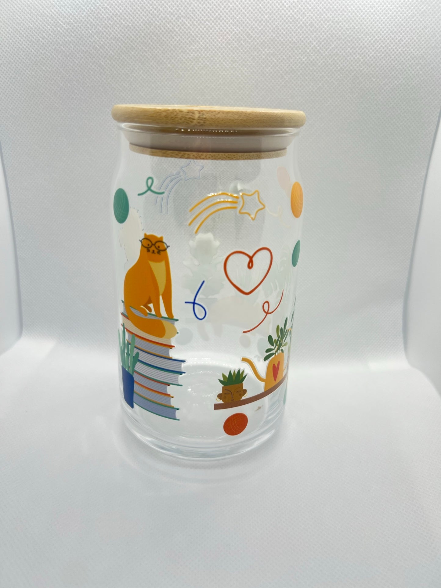 Cats & Plants 16oz Glass Can Cup
