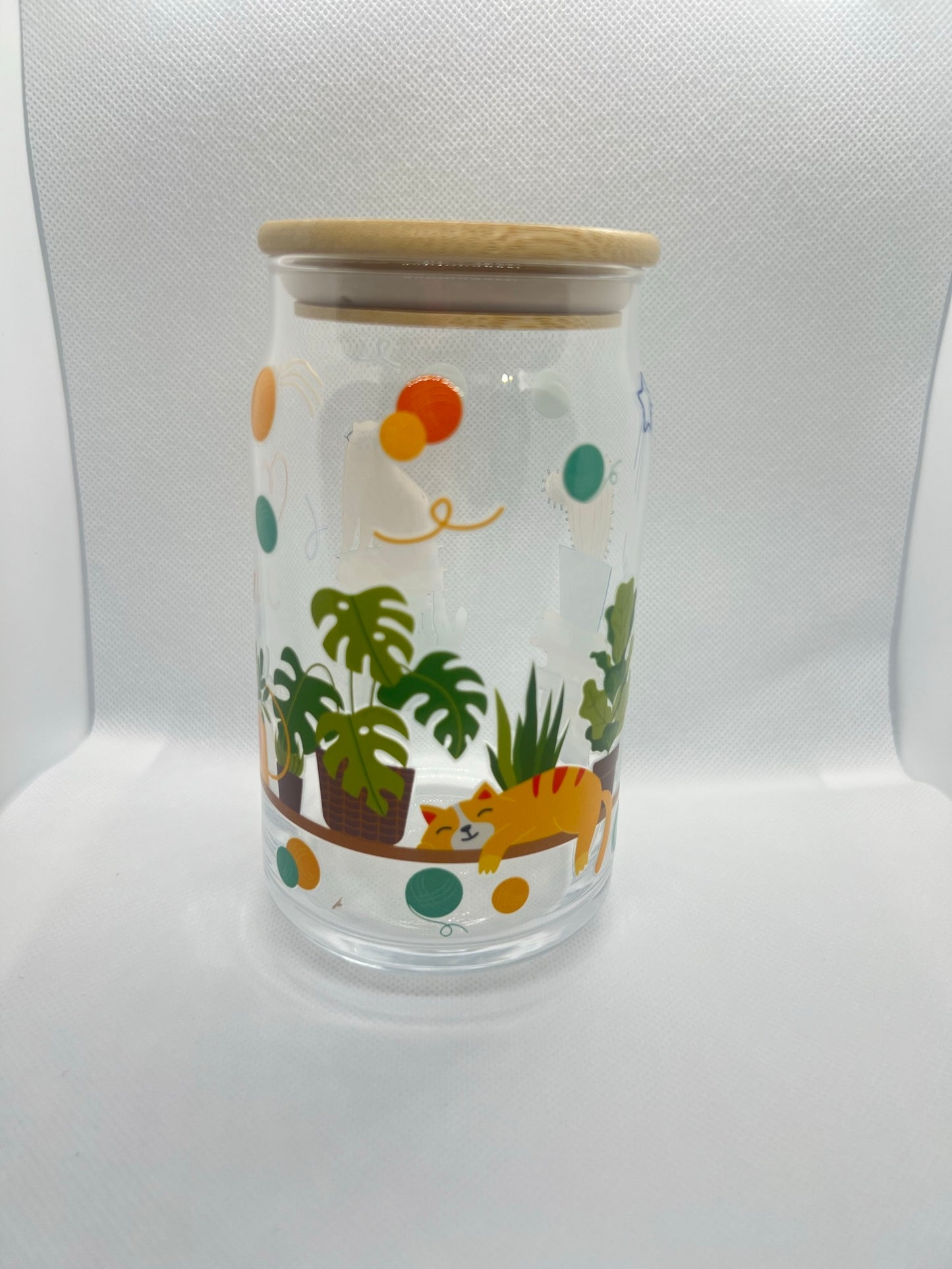 Cats & Plants 16oz Glass Can Cup