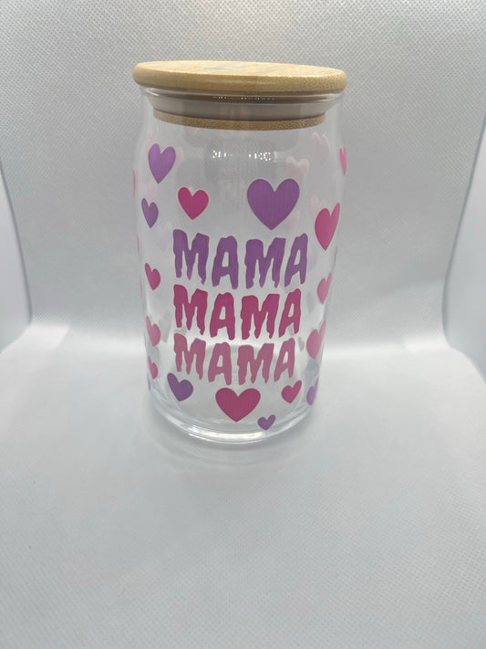 Pink and Purple Mama 16oz Glass Can Cup